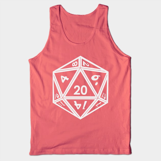 Transparent D20 Dice (White Outline) Full Size Tank Top by Stupid Coffee Designs